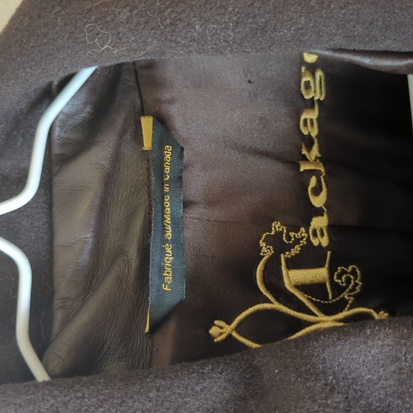 Mackage wool leather trim cozy belt winter trench coat - Picture 2 of 11